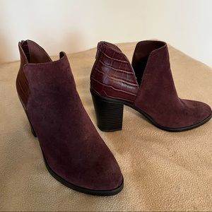 Dv8 - Burgundy Shai Mixed Material Heeled Bootie - Size 8